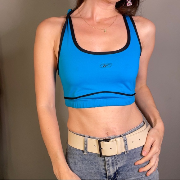 SOLD Reebok Triangle Cut Out Back Sports Bra Blue Sexy - Picture 5 of 15
